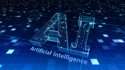 AI artificial intelligence digital network computer technology 3D illustration.