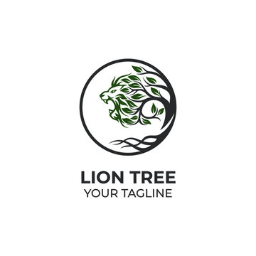 Lion tree logo vector