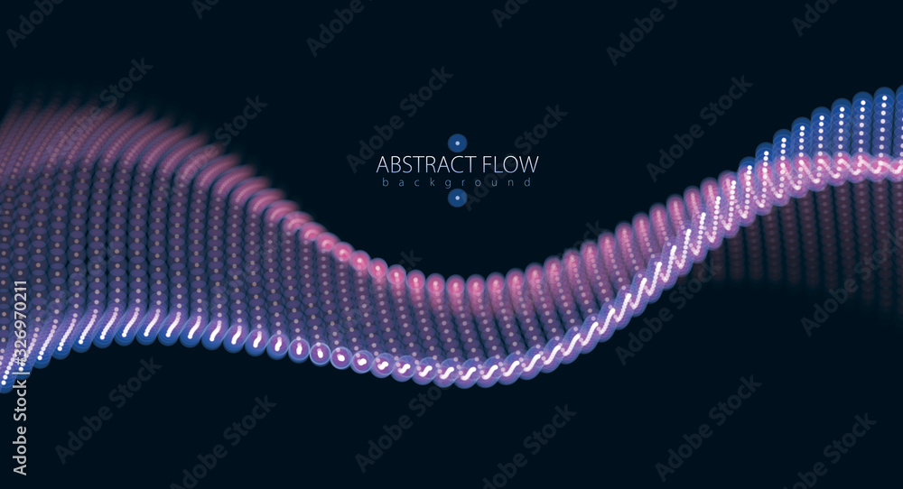 Poster wave of particles. blurred lights vector abstract background. beautiful wave shaped array of glowing