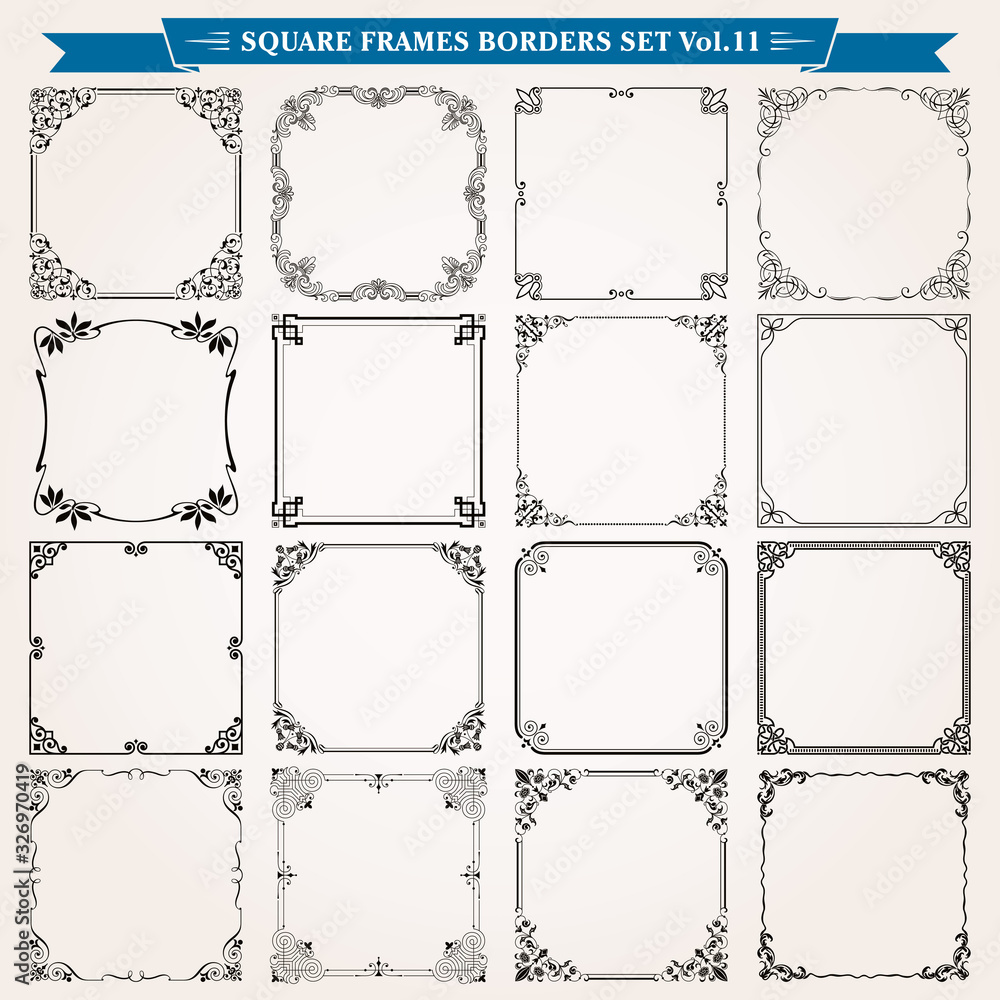 Canvas Prints decorative square frames and borders set 11 vector