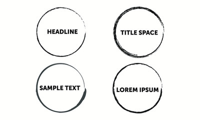 Four abstract hand drawn circle frames