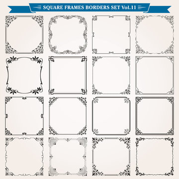 Decorative square frames and borders set 11 vector