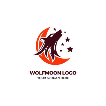 Wolf moon logo vector