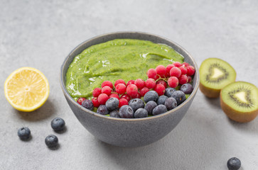 Detox smoothie Breakfast in a bowl. Healthy eating concept