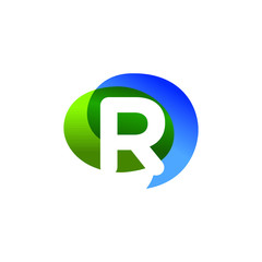 Initial Letter R with Colorful Bubble Speech