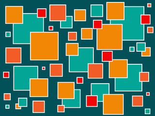 Green and orange  color squares overlap wallpaper