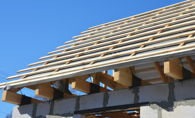 Roofing construction with wooden framework.