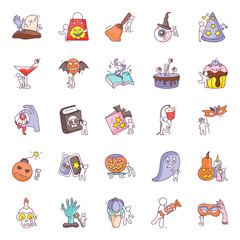  Halloween Celebration Doodle Vectors Pack 