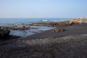 Fototapeta na wymiar Black sand volcanic beach Alcala, Tenerife, Spain