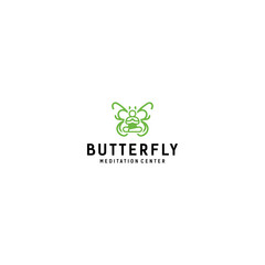 Butterfly logo and meditation, perfect for the fitness business
