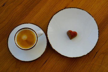 A cup of warm espresso coffee