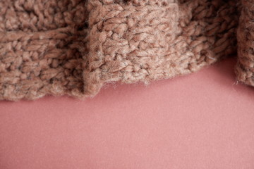 Beautiful brown knitted designer background . Texture