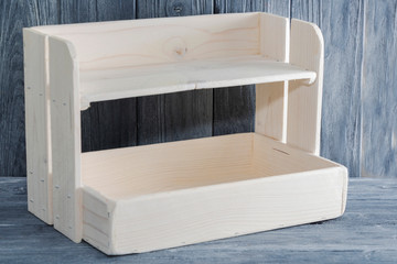 white shelf made of natural wood for spices in Provence style.