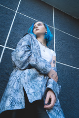 Street portraits with blue hair model