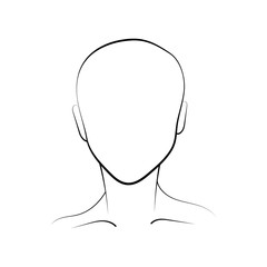 Hand drawn human head vector illustration. Abstract close up black and white line sketch.