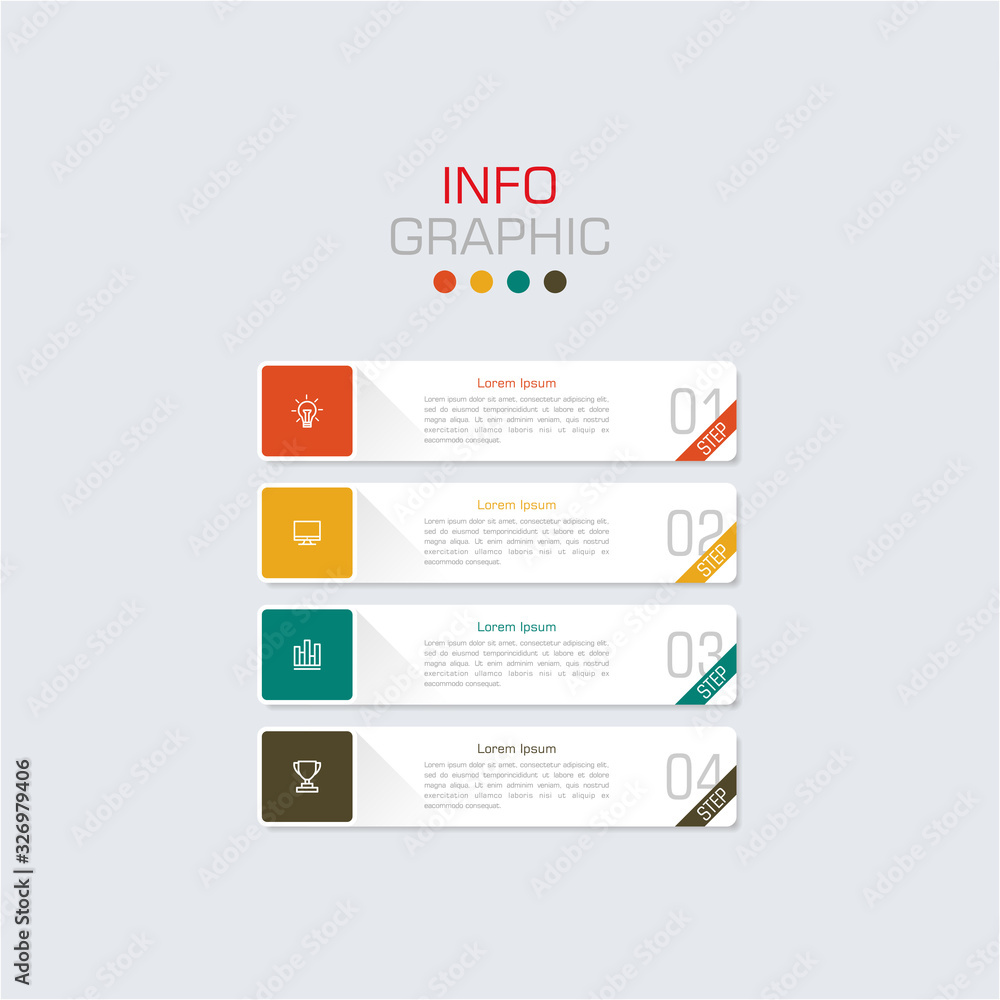 Fototapete business data visualization. infographic element with icons and options or steps. can be used for pr