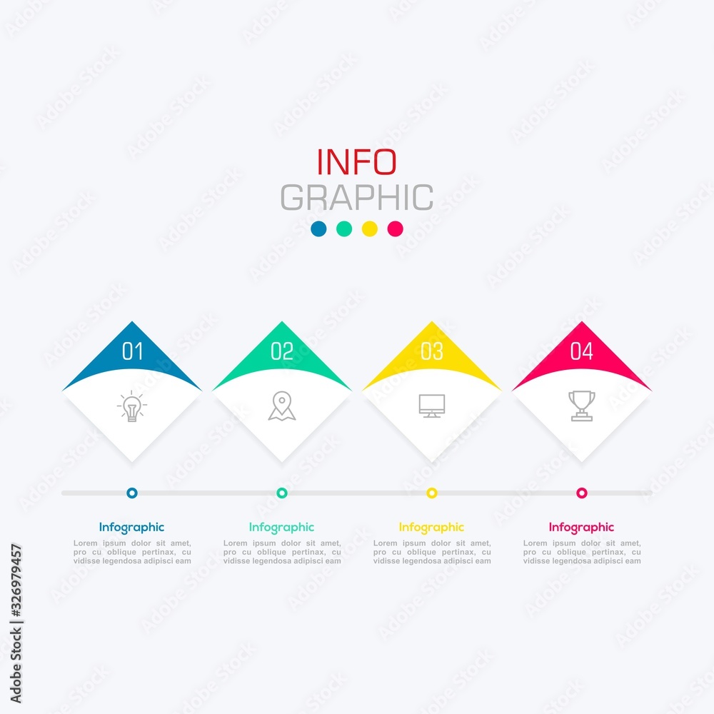 Fototapete business data visualization. infographic element with icons and options or steps. can be used for pr