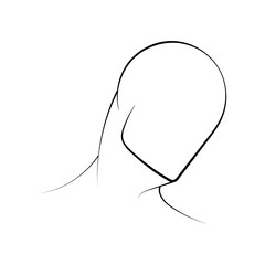 Hand drawn human head vector illustration. Abstract close up black and white line sketch.