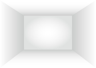Empty white room indoor. Mockup inner space of box for exhibition, advertising and presentation. Vector illustration
