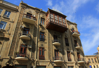Unusual architecture of the old city of Baku. Azerbaijan.