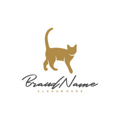 Cat logo vector design template, Silhouette Cat logo, Illustration