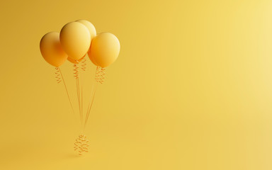 3D Render. Minimal balloons isolated in studio shot.