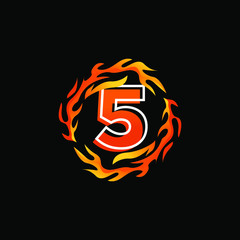 Obraz premium Initial Number 5 inside Fire Elements