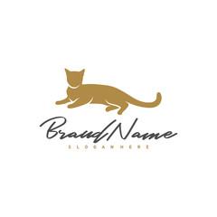 Cat logo vector design template, Silhouette Cat logo, Illustration