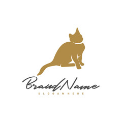 Cat logo vector design template, Silhouette Cat logo, Illustration