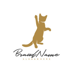 Cat logo vector design template, Silhouette Cat logo, Illustration