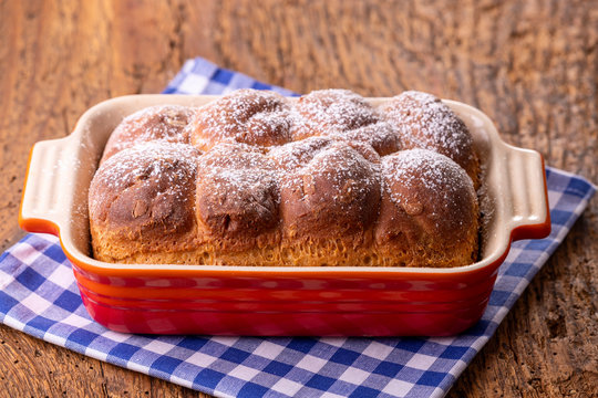 bavarian rohrnudel in a casserole
