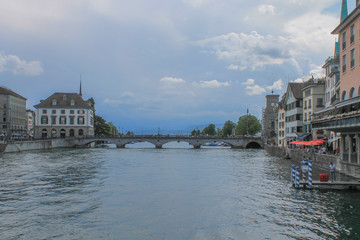 Limmat river in old town Zurich, Switzerland