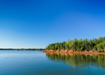 Coastal shoreline along rural Prince Edward Island, Canada.