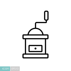 Classic coffee grinder in wooden case vector icon