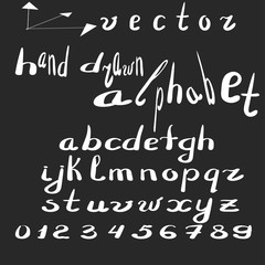 vector alphabet handwritten with white on dark background