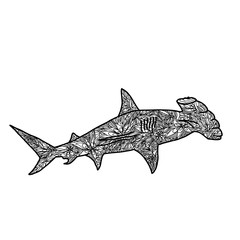  Adult coloring  books. Sea hammer fish in mandala patterns. Anti-stress coloring. Patterned sea hammer fish. Coloring sea inhabitants. Coloring book.