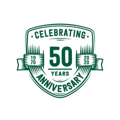 50 years anniversary celebration shield design template. 50th anniversary logo. Vector and illustration.
