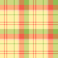Seamless pattern in fine cozy yellow, red and green colors for plaid, fabric, textile, clothes, tablecloth and other things. Vector image.