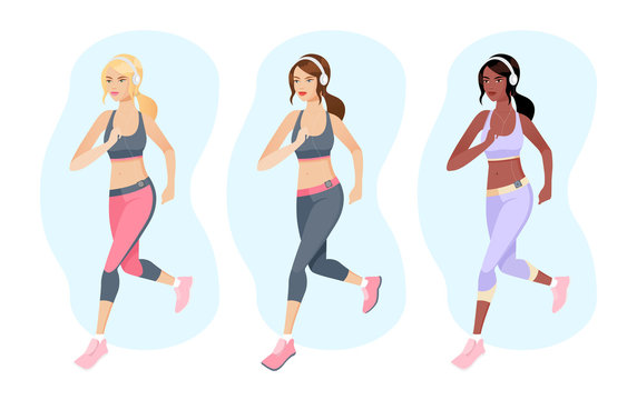 Sportive running girl. Sport vector illustration