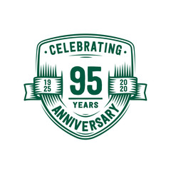 95 years anniversary celebration shield design template. 95th anniversary logo. Vector and illustration.