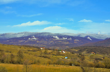 landscape in a mountain area in late winter