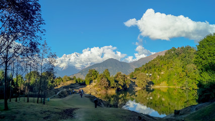 lake in mountains of chopta Uttarakhand 