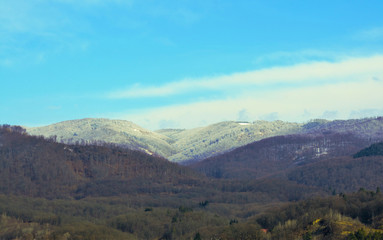 mountain landscape with two seasons