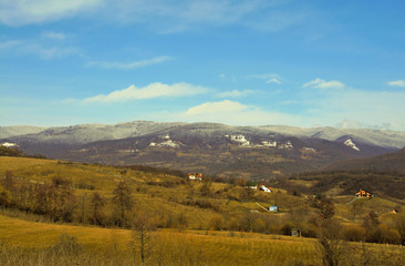 Fototapeta premium landscape in a mountain area in late winter