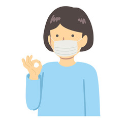 水色の服を着てマスクをした女の子