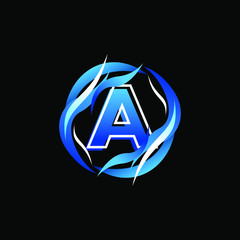 Initial Letter A with wind or water