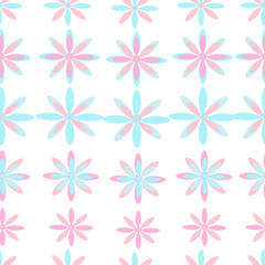 Seamless vector pattern with light blue-pink flowers.Endless floral  ornament for fabric,invitations, wrapping paper, cards and other materials.
