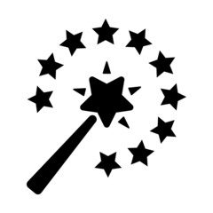 magic wand with magic star trace for funny magical decoration design isolated on white background. vector illustration.