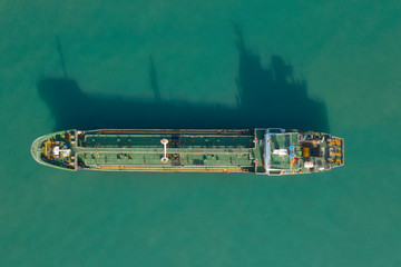 Oil tanker, gas tanker in the high sea.Refinery Industry cargo ship. top view,aerial view,Thailand,...