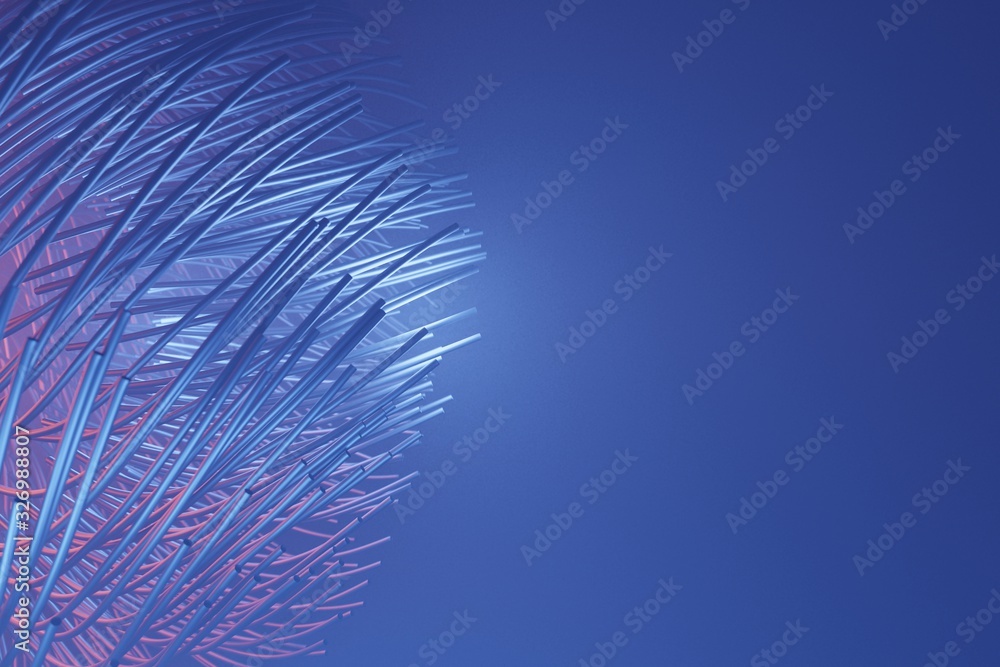 Poster abstract lines cables futuristic network communication technology, 3d rendering